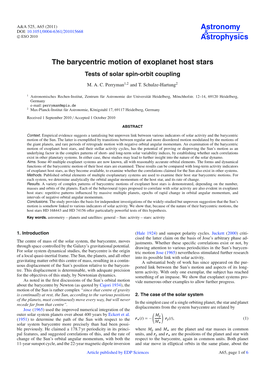 The Barycentric Motion of Exoplanet Host Stars Tests of Solar Spin-Orbit Coupling
