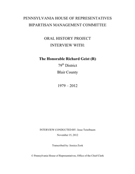 Richard Geist (R) 79Th District Blair County