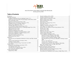 SELECTED INNOVATION PRIZES and REWARD PROGRAMS KEI Research Note 2008:1