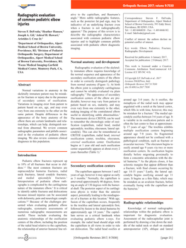 Radiographic Evaluation of Common Pediatric Elbow Injuries