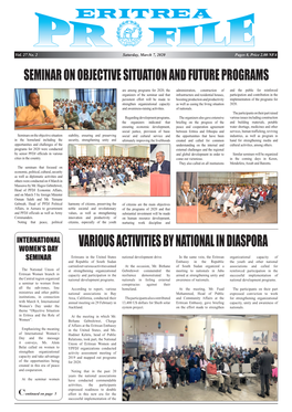 Various Activities by National in Diaspora Eritreans in the United States National Development Drive