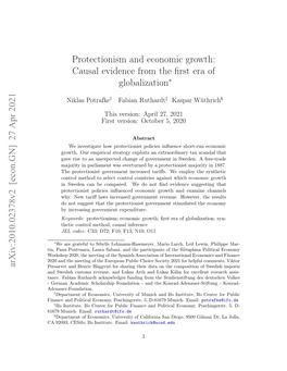 Protectionism and Economic Growth: Causal Evidence from the ﬁrst Era of Globalization∗
