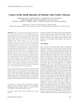 Cancer of the Small Intestine in Patients with Crohn's Disease