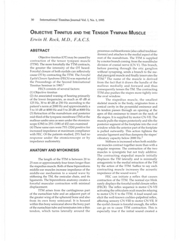 OBJECTIVE TINNITUS and the TENSOR TYMPANI MUSCLE Erwin H