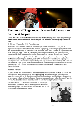 Prophets of Rage Moet De Waarheid Weer Aan De Macht Helpen Chuck D Maakte Naam Als Frontman Van Rapcrew Public Enemy