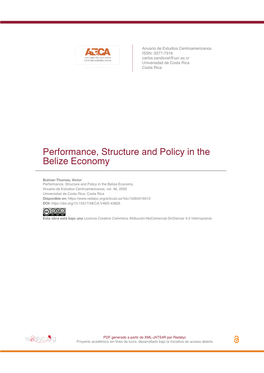 Performance, Structure and Policy in the Belize Economy