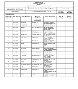 ANNEXURE 5.8 (CHAPTER V , PARA 25) FORM 9 List of Applications For