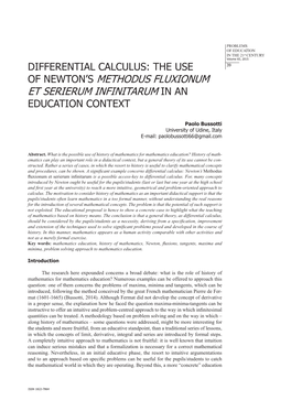 The Use of Newton's Methodus Fluxionum Et Serierum Infinitarum In