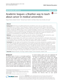 Academic Leagues: a Brazilian Way to Teach About Cancer in Medical Universities