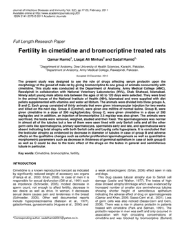 Fertility in Cimetidine and Bromocriptine Treated Rats