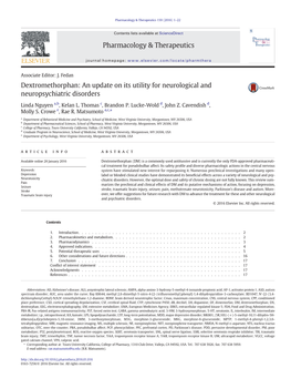 Dextromethorphan: an Update on Its Utility for Neurological and Neuropsychiatric Disorders