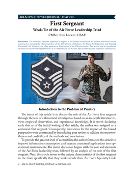 First Sergeant Weak-­Tie of the Air Force Leadership Triad