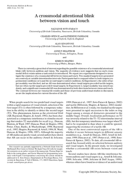 A Crossmodal Attentional Blink Between Vision and Touch