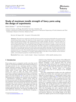 Study of Maximum Tensile Strength of Fancy Yarns Using the Design of Experiments