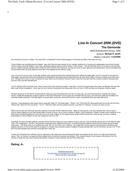 Live in Concert 2006 (DVD) Page 1 of 2