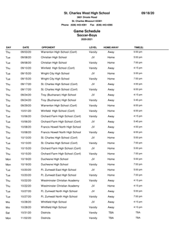 Game Schedules PDF