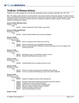 Thebrain 10.0 Release Notes