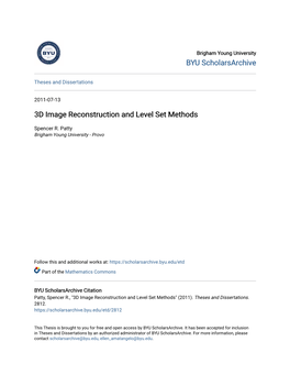 3D Image Reconstruction and Level Set Methods