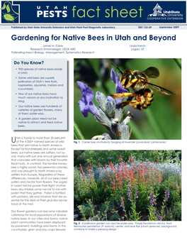 Gardening for Native Bees in Utah and Beyond James H