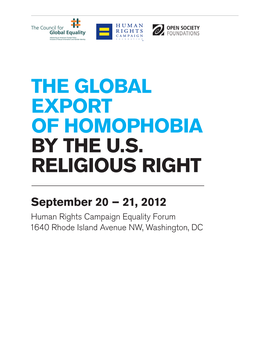 The Global Export of Homophobia by the U.S. Religious Right