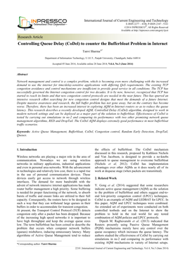 Controlling Queue Delay (Codel) to Counter the Bufferbloat Problem in Internet