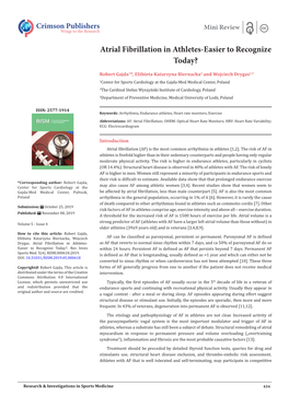 Atrial Fibrillation in Athletes-Easier to Recognize Today?