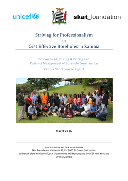 Striving for Professionalism in Cost Effective Boreholes in Zambia