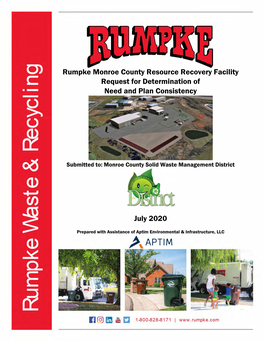 Rumpke Monroe County Resource Recovery Facility Request for Determination of Need and Plan Consistency July 2020