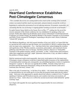 Heartland Conference Establishes Post-Climategate Consensus