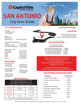 SAN ANTONIO City-Area Guide