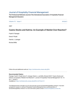 Casino Stocks and Katrina: an Example of Market Over-Reaction?