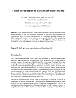 A Brief Introduction to Giant Magnetoresistance