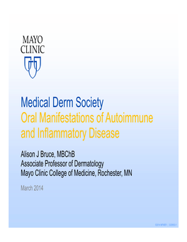 Oral Manifestations of Autoimmune and Inflammatory Disease