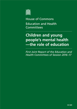 Children and Young People's Mental Health