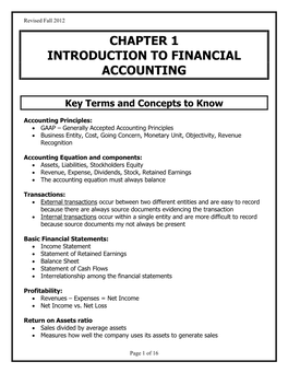 Chapter 1 Introduction to Financial Accounting