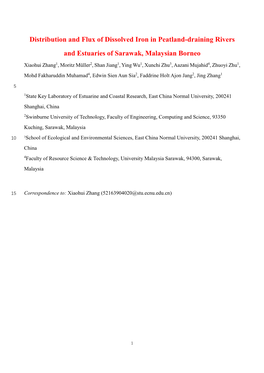 Distribution and Flux of Dissolved Iron in Peatland-Draining Rivers and Estuaries of Sarawak, Malaysian Borneo