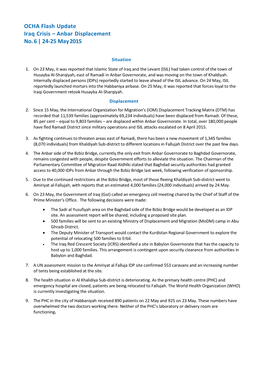 OCHA Flash Update Iraq Crisis – Anbar Displacement No