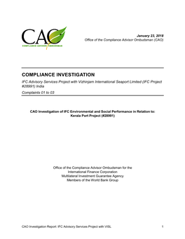 CAO Investigation Report: IFC Advisory Services Project with VISL 1 Executive Summary
