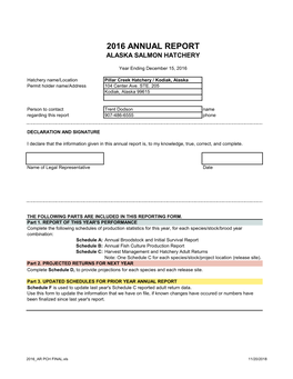 2016 Annual Report Alaska Salmon Hatchery