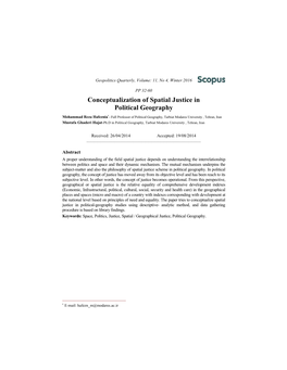 Conceptualization of Spatial Justice in Political Geography