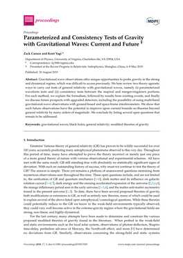 Parameterized and Consistency Tests of Gravity with Gravitational Waves: Current and Future †