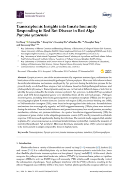 Transcriptomic Insights Into Innate Immunity Responding to Red Rot Disease in Red Alga Pyropia Yezoensis