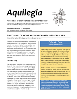Newsletter of the Colorado Native Plant Society