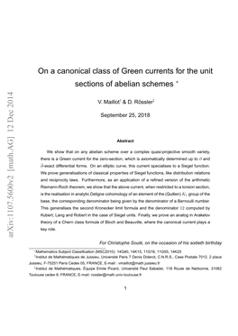 On a Canonical Class of Green Currents for the Unit Sections Of