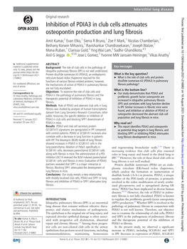 Inhibition of PDIA3 in Club Cells Attenuates Osteopontin Production