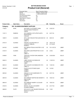 Product List (General)