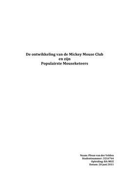 De Ontwikkeling Van De Mickey Mouse Club En Zijn Populairste Mouseketeers