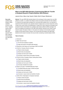 Experimenting with the Transfer of Analyzed Research Projects Between QDA Software