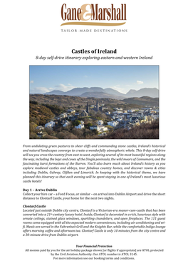 Castles of Ireland 8-Day Self-Drive Itinerary Exploring Eastern and Western Ireland