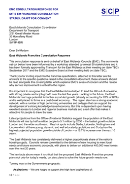 EMC CONSULTATION RESPONSE for Dft's EM FRANCHISE CONSULTATION STATUS